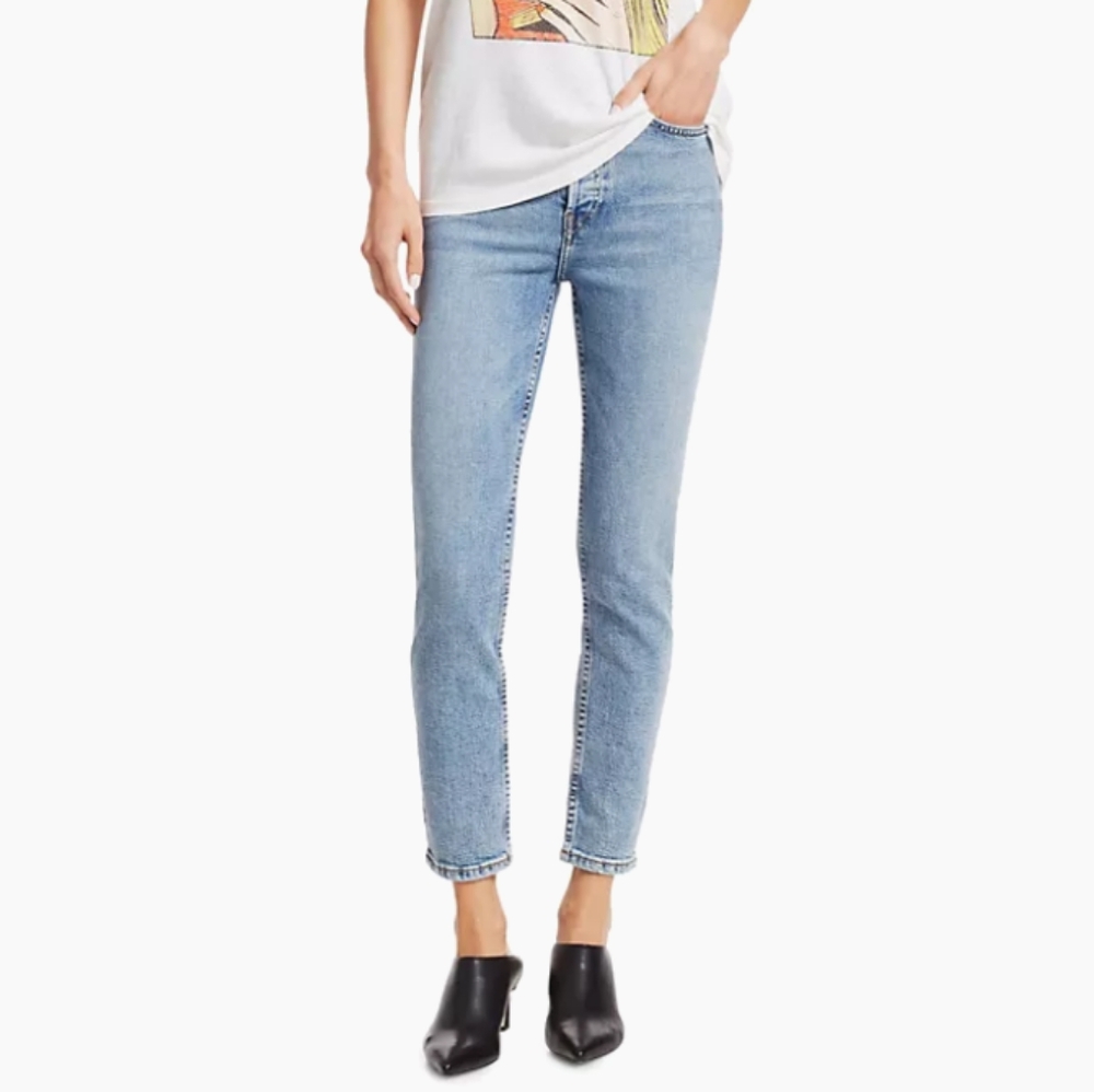 Re/Done Comfort Stretch High Rise Ankle Crop Jeans Size 23
